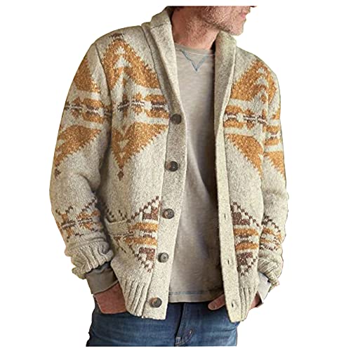 Strickjacke Herren Grobstrick Cardigan Herren Schalkragen Gestrickt Cardigan Herren Strickjacke Schalkragen Grobstrick Cardigan Lässig Oberteile Tops Herren Strickjacke Gestrickt Cardigan Sweater von COZYDAY