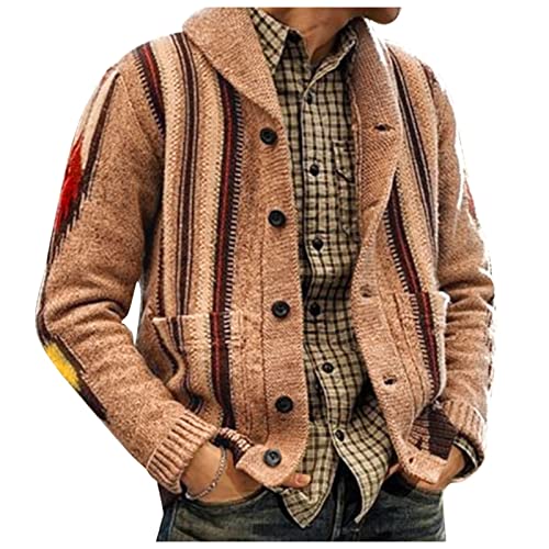 Strickjacke Herren Grobstrick Cardigan Herren Schalkragen Gestrickt Cardigan Herren Strickjacke Schalkragen Grobstrick Cardigan Lässig Oberteile Tops Herren Strickjacke Gestrickt Cardigan Sweater von COZYDAY