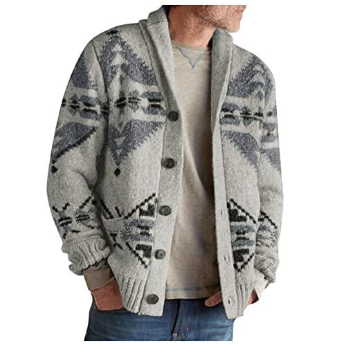 Strickjacke Herren Grobstrick Cardigan Herren Schalkragen Gestrickt Cardigan Herren Strickjacke Schalkragen Grobstrick Cardigan Lässig Oberteile Tops Herren Strickjacke Gestrickt Cardigan Sweater von COZYDAY