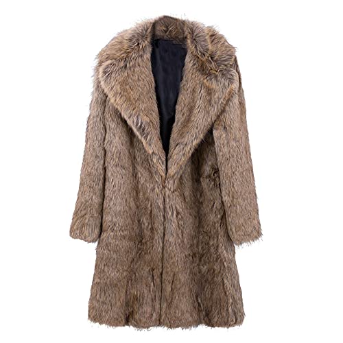 Wintermantel Herren Pelzmantel Lang Felljacke Warm Pelzmantel Winterjacke Lang Kunstpelz Mantel Reverskragen Plüsch Strickjacke Warme Felljacke Pelz Jacke Faux Fur Pelzjacke Fellmantel Wolljacken von COZYDAY