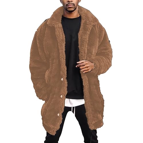 Wintermantel Herren Teddyfell Mantel Herren Felljacke Pelz Jacke Fellmantel Kunstpelz Jacke Herren Warm Winterjacke Teddyfleece Sherpa Jacke Herren Fell Strickjacke Teddyfleece Fleece Strickfleece von COZYDAY