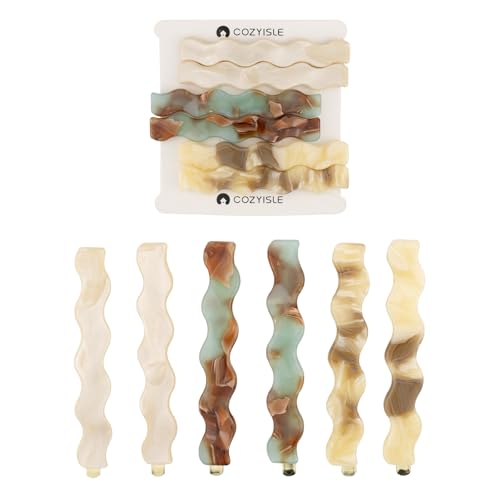 COZYISLE 6 gewellte Haarspangen zum Stylen, flache Clips aus Acetat, keine Falten, kleine Nadel, eleganter Pony, nahtloses Haarspangenwerkzeug für Make-up, Frisur, Zubehör für Frauen und Mädchen COZYISLE 6 gewellte Haarspangen zum Stylen, flache Clips aus Acetat, keine Falten, kleine Nadel, eleganter Pony, nahtloses Haarspangenwerkzeug für Make-up, Frisur, Zubehör für Frauen und Mädchen von COZYISLE