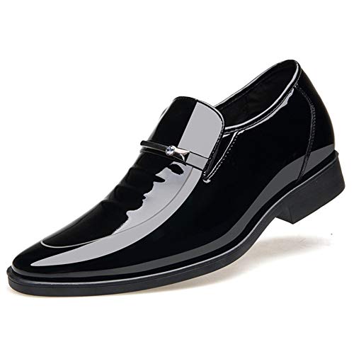 COZYJIA Formelle Oxford-Schuhe für Herren, für Reinschlüpfen, runde Zehenpartie, Lackleder, PU-Leder, rutschfeste Gummisohle, widerstandsfähig, rutschfest, lässig(Color:Schwarz,Size:37 EU) von COZYJIA