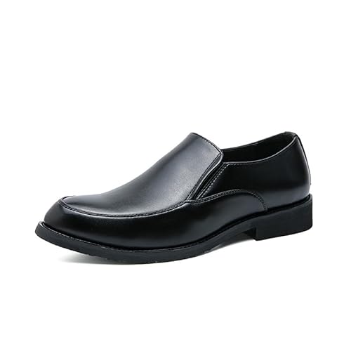 COZYJIA Oxford-Schuhe für Herren, für Reinschlüpfen, Spitze Zehenpartie, brünierte PU-Lederschuhe, rutschfeste Gummisohle(Color:Schwarz,Size:38 EU) von COZYJIA