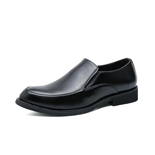 COZYJIA Oxford-Schuhe für Herren, für Reinschlüpfen, Spitze Zehenpartie, brünierte PU-Lederschuhe, rutschfeste Gummisohle(Color:Schwarz,Size:39 EU) von COZYJIA