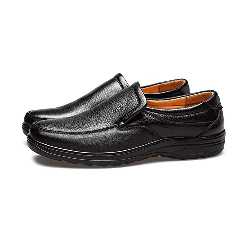 COZYJIA Oxford-Schuhe für Herren, für Reinschlüpfen, runde Zehenpartie, Leder, niedrige Oberseite, Gummisohle, Blockabsatz, rutschfest, lässig(Color:Schwarz,Size:38 EU) von COZYJIA