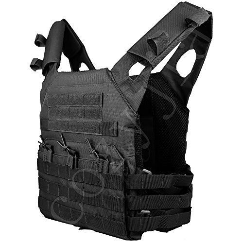 COZYJIA Taktische Weste, JPC Militär Molle Plate Carrier Jagd Weste für Outdoor Jagd Angeln Wandern Airsoft Krieg Spiel (Schwarz) von COZYJIA