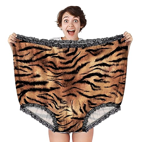 COZYMATE Big Undies Gag Gift Funny Big Underwear Mama Undies Plus Size Oma Panties White Elephant Joke Gift for Women Men, Tiger, Einheitsgröße von COZYMATE