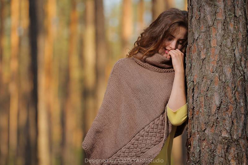 Umhang Damen Poncho Pullover Strickponcho Cape Wolle Schal Warm Handstrickponcho Strickschal Wollponcho Wickelponcho Wickelstrick von COZYYARNStudio