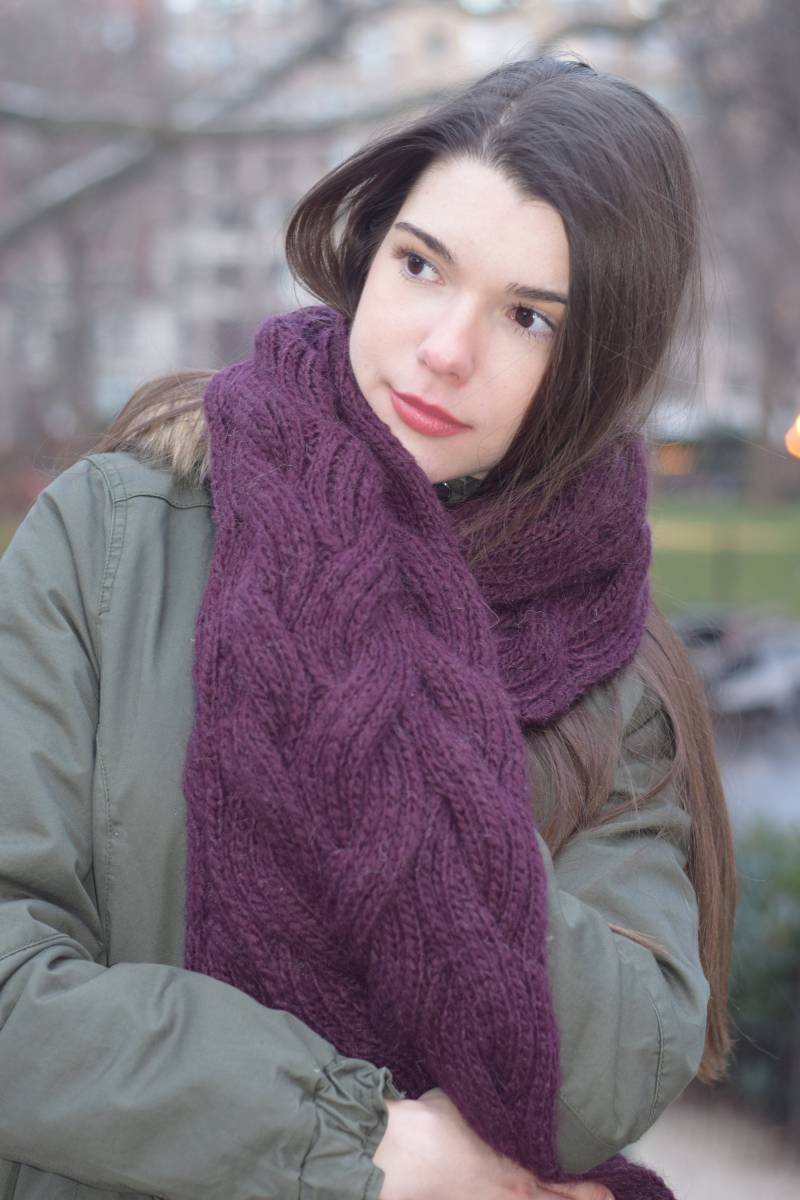 Zopfmuster Stricken Schal Unisex Hand Infinity Grobstrick Wolle Oversized Stricken Großer Langer Handgemachter Strickschal Frau von COZYYARNStudio