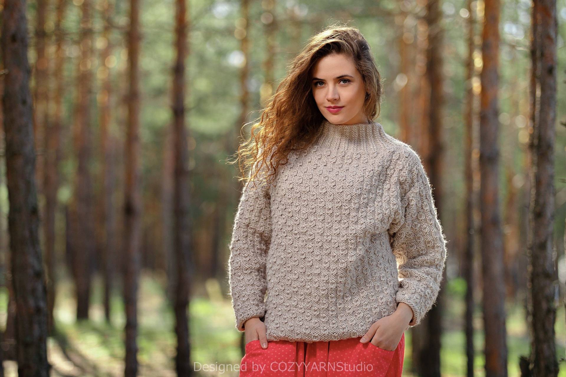 Strickpullover Damen Grobstrickpullover Oversized Wollpullover Handgefertigter Pullover Strickjacke Cardigan Top Bekleidung von COZYYARNStudio