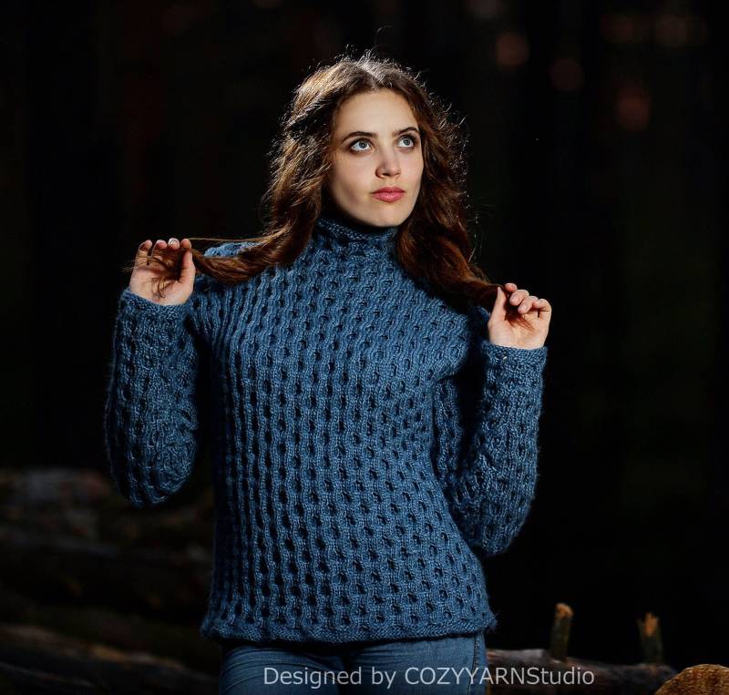 Strickpullover Damen Grobstrickpullover Oversized Wollpullover Handgefertigter Pullover Strickjacke Cardigan Top Bekleidung von COZYYARNStudio
