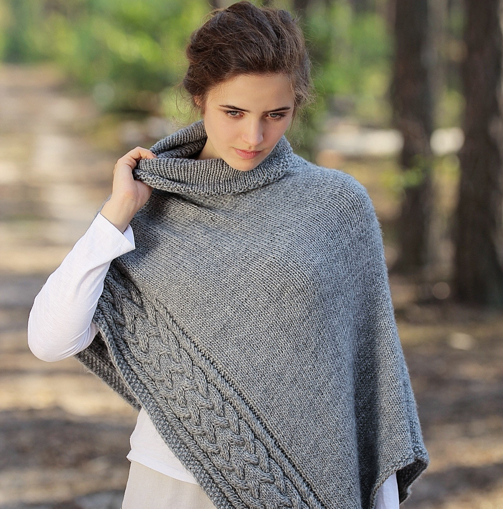 Umhang Damen Poncho Pullover Strickponcho Cape Wolle Schal Warm Handstrickponcho Strickschal Wollponcho Wickelponcho Wickelstrick von COZYYARNStudio