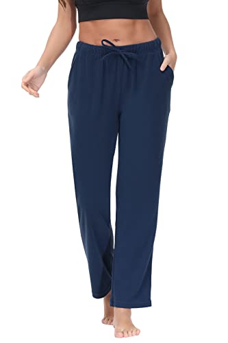 COZZIPLUS Damen weiche Fleece-Hose, leicht, weites Bein, warme Sweathose, navy, X-Groß von COZZIPLUS