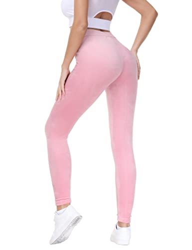 COZZYON Damen-Leggings, Velours, hohe Taille, weiche Leggings, warme Winter-Velours-Yogahose, Pink, Groß COZZYON Damen-Leggings, Velours, hohe Taille, weiche Leggings, warme Winter-Velours-Yogahose, Pink, Groß von COZZYON