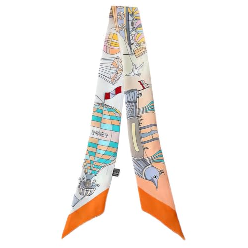 chaoxun 100% Maulbeerseide Schal Haarband und Schal Gürtel für Frauen – 5,1 x 88,9 cm Twilly Geldbörse Schal, Heißluftballon, 35.5"×2" (90cmX5cm) von COtheSumay