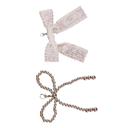 2 Stück Perlen Bowknot Shoe Charm Dekoration Clip an Kette Schuhe mit Schnalle für Frauen und Hausschuhe Hochzeit Schuhe für Mädchen Charm, Silber, einlagig, Einheitsgröße von CPAOWEHF
