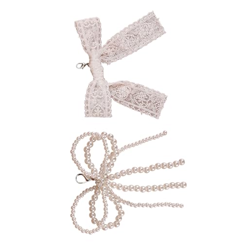 2 Stück Perlen Bowknot Shoe Charm Dekoration Clip an Kette Schuhe mit Schnalle für Frauen und Hausschuhe Hochzeit Schuhe für Mädchen Charm, Weißer Dlayer P, Einheitsgröße von CPAOWEHF