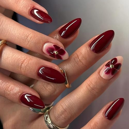 24pcs Press Auf Nägeln Mandelkleber Französischen Gefälschten Designs Falsche Künstliche Geschenke Für Frauen Mädchen Nagel Coffin Mandel Französisches Nagel von CPAOWEHF