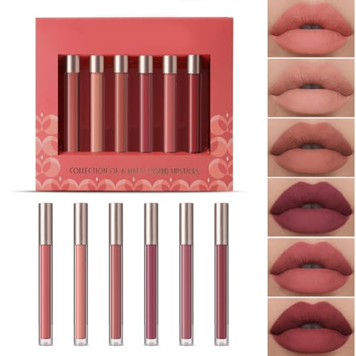 6Pcs Flüssigen Lippenstift Set Lip Flecken Make Up Langlebige Wasserdichte Matte Lippenstifte Lip Set Für Frauen Mädchen von CPAOWEHF