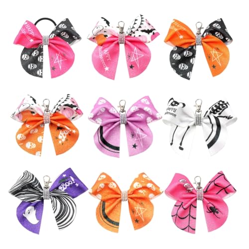 CPAOWEHF 9 Stück Halloween Mädchen Haarschmuck Schleife Anhänger Schlüsselanhänger Tägliche Abnutzung Schmetterling Knoten Haarspange Stilvolles Accessoire von CPAOWEHF