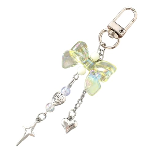 CPAOWEHF Autoschlüsselkette Für Frauen Mädchen Schöne Schlüsselbeutel Zauber Für Metall Herz Bowknot Accessoires Rucksäcke Brieftaschen Süße Stern Herzbögen von CPAOWEHF