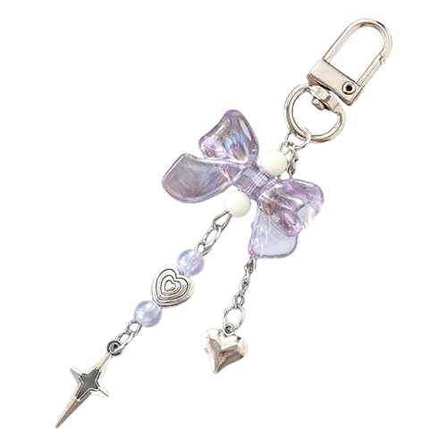 CPAOWEHF Autoschlüsselkette Für Frauen Mädchen Schöne Schlüsselbeutel Zauber Für Metall Herz Bowknot Accessoires Rucksäcke Brieftaschen Süße Stern Herzbögen von CPAOWEHF