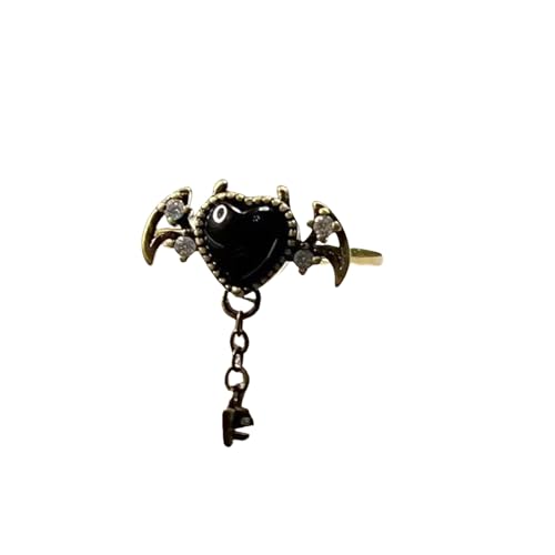 CPAOWEHF Demonic Theme Openwork Herzringe Verstellbar Für Alle Finger Cz Verschönert Retro Jewelry Frauenfeiertagsgeschenk Kiriste Individueller Jubiläum Geschenk von CPAOWEHF