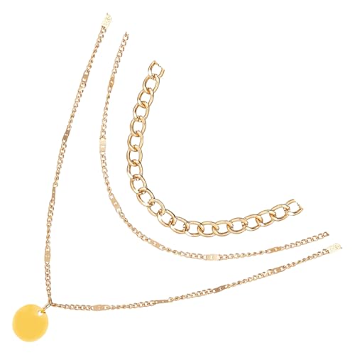 CPAOWEHF Einstellbare Länge Halskette Mehrschichtige Halskette Eingezwungene Legierungstextur Für Trendige Schmuckliebhaber Frauen Geeignet von CPAOWEHF