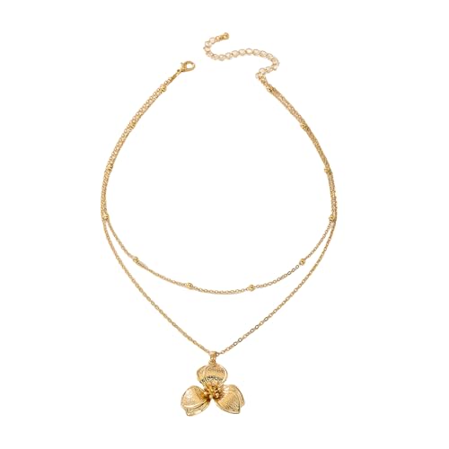 CPAOWEHF Elegante Gefaltete Blumencharme Halskette Anpassbare Kettenlänge Stylish Legierung Daily Wear Schlüsselbein Kettenzubehör Zarte Blumendesign Halskette von CPAOWEHF