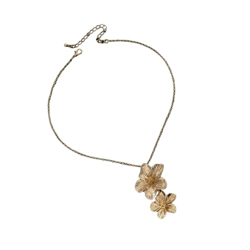 CPAOWEHF Elegante Gefaltete Blumencharme Halskette Anpassbare Kettenlänge Stylish Legierung Daily Wear Schlüsselbein Kettenzubehör Zarte Blumendesign Halskette von CPAOWEHF