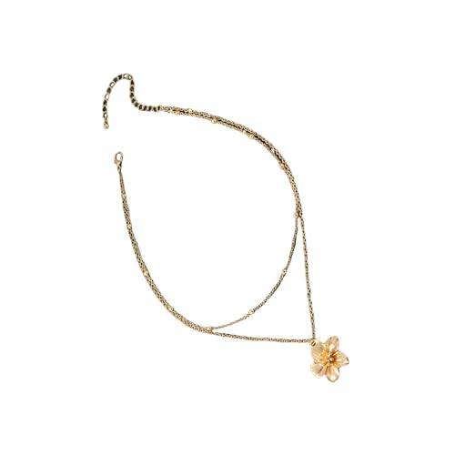 CPAOWEHF Elegante Gefaltete Blumencharme Halskette Anpassbare Kettenlänge Stylish Legierung Daily Wear Schlüsselbein Kettenzubehör Zarte Blumendesign Halskette von CPAOWEHF