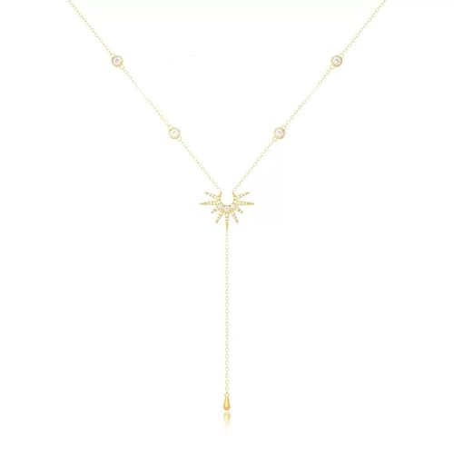 CPAOWEHF Elegante Perlen Halskette Y Form Neckschmuck Sonnensonnen Anhänger Halskette Legierung Textur Mode Für Mode Damen Quasten Quasten von CPAOWEHF