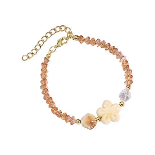 CPAOWEHF Elegante Verstellbare Meereskreaturen Charme Armband Keramik Seesterne Schnecken Designs Kristalle Perlen Schmuck Geschenk Elegant Keramik Muscheln Schmuck von CPAOWEHF