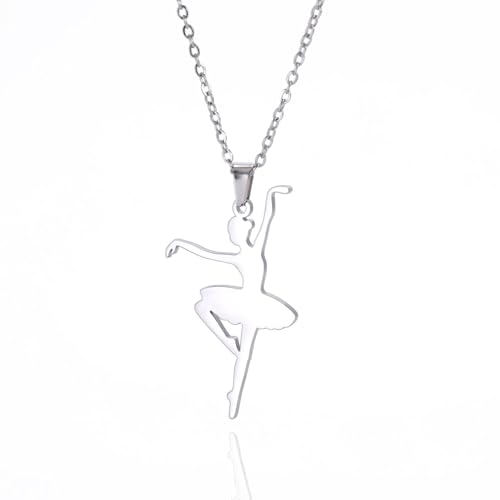CPAOWEHF Elegantes Ballett Mädchen Anhänger Halskette Stylish Ballet Girl Anhänger Halskette Robust Edelstahl Ornament Geburtstagsgeschenk von CPAOWEHF