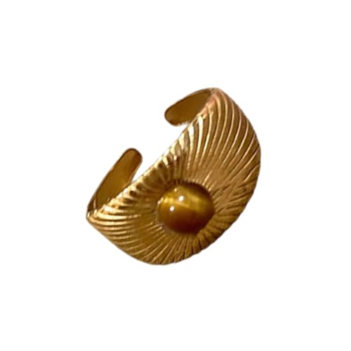CPAOWEHF Geometrische Braune Steinringe Einstellbare Größe Unregelmäßiger Goldfarbe Finger Ringe Einzigartige Edelsteine ​​Statement Schmuck Schmuck von CPAOWEHF