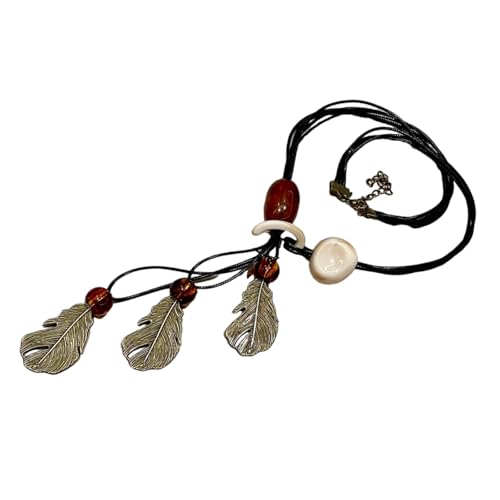 CPAOWEHF Handgefertigte Keramikperlenblatthalskette Fringe Design Schlüsselblatt Kette Frauen Ethnischer Schmuck Heiße Tag Geschenk Komfortabel Leichtes Schmuck Geschenk von CPAOWEHF