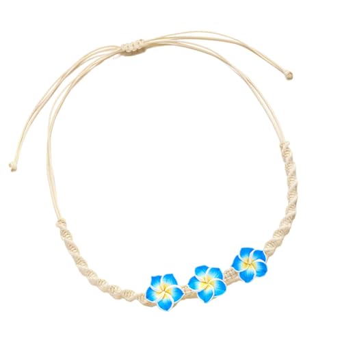 CPAOWEHF Handwerklich Gewebte Frangipani Halskette Bunt Polymere Tonblüten Tragbarer Schmuck Für Musikfestivals Freizeitbeschäftigung Urlaub Halskette Accessoire von CPAOWEHF