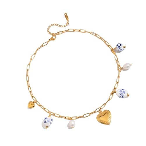 CPAOWEHF Keramikschmuckohrringe/Halskette Mit Edelstahlkette Vielseitiges Accessoire Für Lässige Und Formelle Anlässe Keramik Statement Halskette Geschenk Für Sie von CPAOWEHF