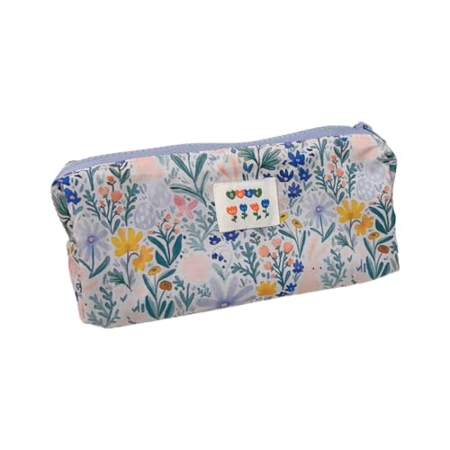 CPAOWEHF Make-up-Tasche mit Blumenmuster, große Kapazität, Kulturbeutel, Schreibwaren, Federmäppchen, Reise-Make-up-Tasche, Handtasche, Blau und Grün, Normal von CPAOWEHF