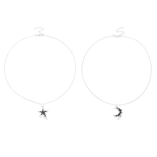CPAOWEHF Mehrzweckfreundschaft Schmuck Set Von 2 Frauen Teenager Mädchen Stars Und Mond Designs Bester Freund Halsketten Schmuck Verstellbare Länge Halskette von CPAOWEHF