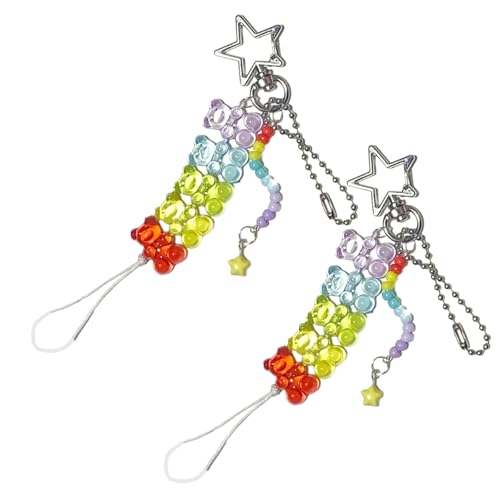 CPAOWEHF Pack Von 2 Einzigartigen Bären Perlen Keychain Stilvolle Farbenfrohe Keychain Charme Perfekt Zum Hinzufügen Von Farbe Zu Ihrem Zubehör von CPAOWEHF