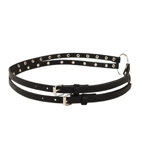 CPAOWEHF Taillengürtel mit Ösen, Punk, doppelte schmale Kette, Grunge-Schnalle, moderner Bund, Taillenkette, Nietengürtel, Schwarz , L CPAOWEHF Taillengürtel mit Ösen, Punk, doppelte schmale Kette, Grunge-Schnalle, moderner Bund, Taillenkette, Nietengürtel, Schwarz , L von CPAOWEHF