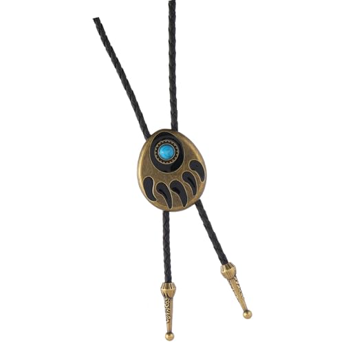 CPAOWEHF Türkis Bärer Klaue Charme Bolotie Mit Lederschnur Verstellbarer Länge Westlicher Jewerly Halskette Für Tägliche Verschleiß Vintage Bolo Krawatte von CPAOWEHF
