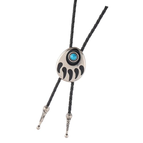 CPAOWEHF Türkis Bärer Klaue Charme Bolotie Mit Lederschnur Verstellbarer Länge Westlicher Jewerly Halskette Für Tägliche Verschleiß Vintage Bolo Krawatte von CPAOWEHF