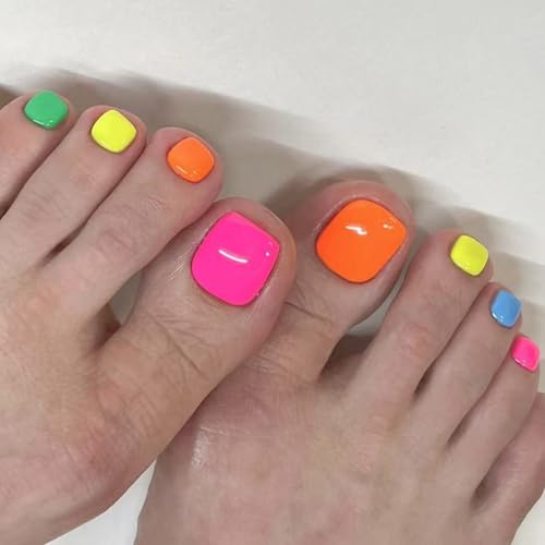 Drücken Sie Auf Zehennägel Spring Summers Klebstoff Auf Zehennägeln 24PCs Wiederverwendbares UVs Fertiger Acryl False Für Frauen Französische Tipps Gefälschter Zehennagel Mit Design von CPAOWEHF