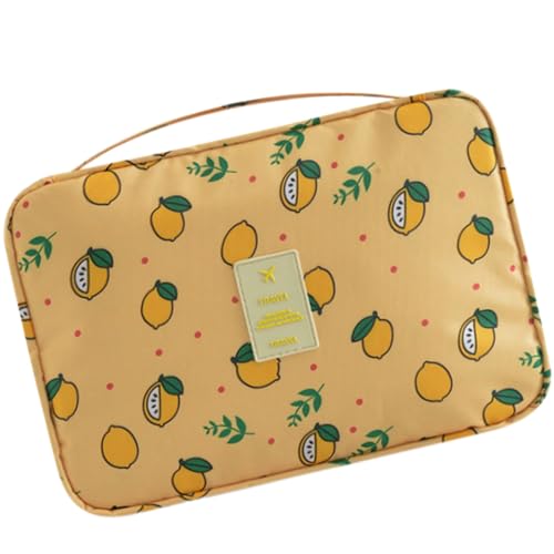 Kulturbeutel zum Aufhängen, faltbar, Kosmetiktasche, großes Fassungsvermögen, für Rasieren, Reisen, Kosmetik-Organizer, Reise-Make-up, Kulturbeutel, zum Aufhängen, Gelbe Zitrone., L, Mass Beauty von CPAOWEHF