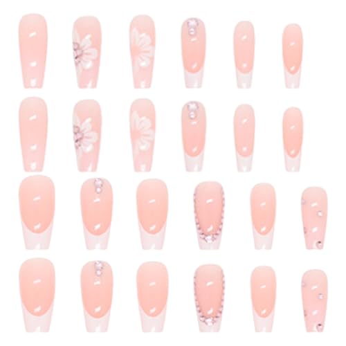 Mittlere Sarg Falsche Nägel Volle Abdeckung Nagelspitzen Französische Weiße Spitze Zum Aufkleben Auf Den Nagel Strasssteine Zum Aufdrücken Des Nagels Für Frauen von CPAOWEHF