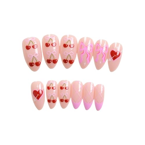 Nägel zum Aufdrücken, Mandelkleber, französische Nägel, künstliche Nägel, Geschenke für Frauen und Mädchen, 24 Stück von CPAOWEHF