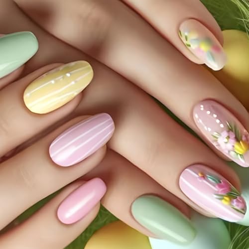 Press On Nails Sarg Kunstblumen-Designs, volle Abdeckung, Acrylkleber für Damen, Design falsche Nägel von CPAOWEHF